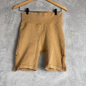 Offline‎ by Aerie High Waisted Seamless Ribbed Bike Shorts Mustard Yellow M Yoga